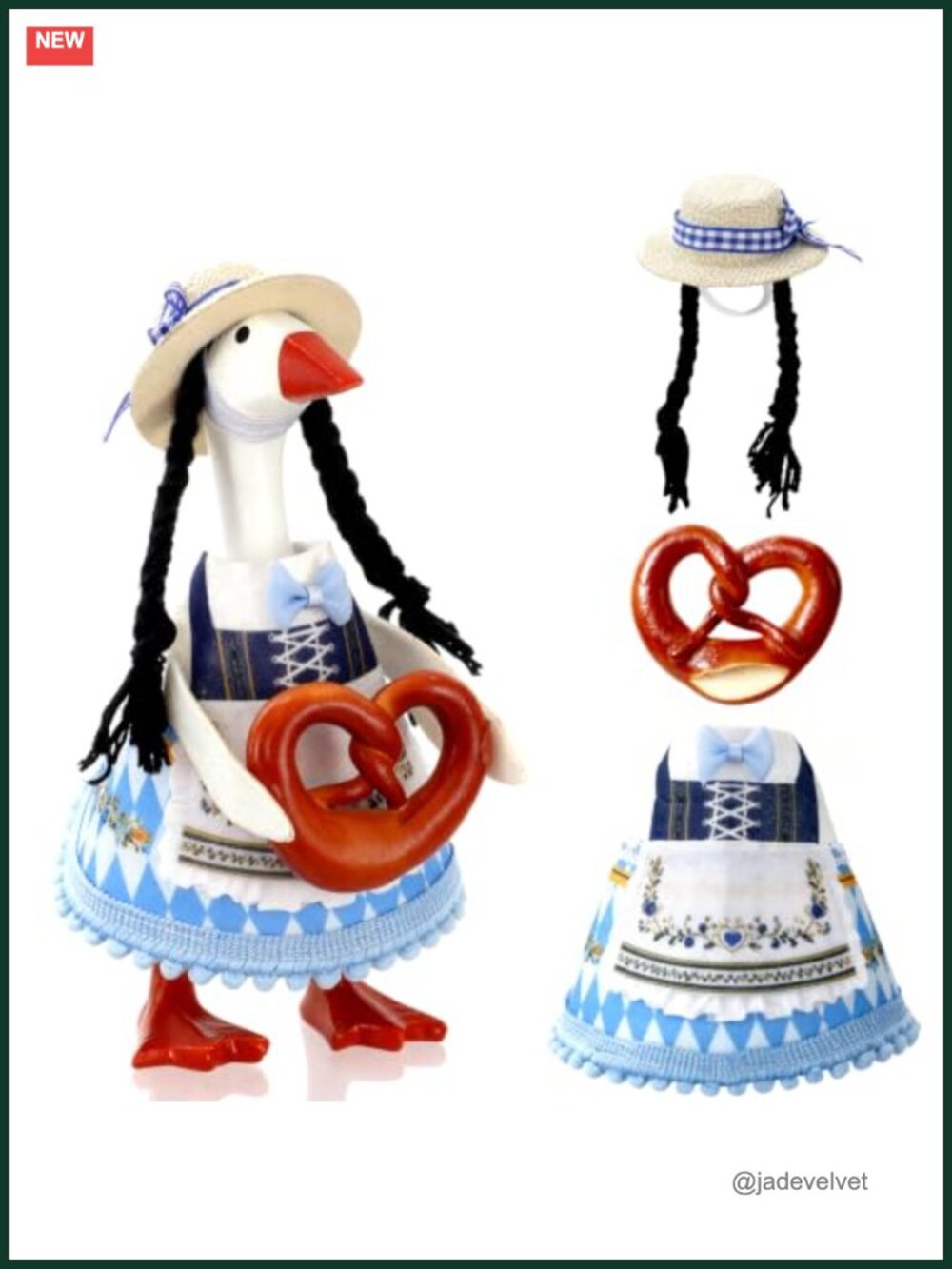Oktoberfest Desk Goose Outfit 7 Inch Felt Costume with Bavarian Pretzel